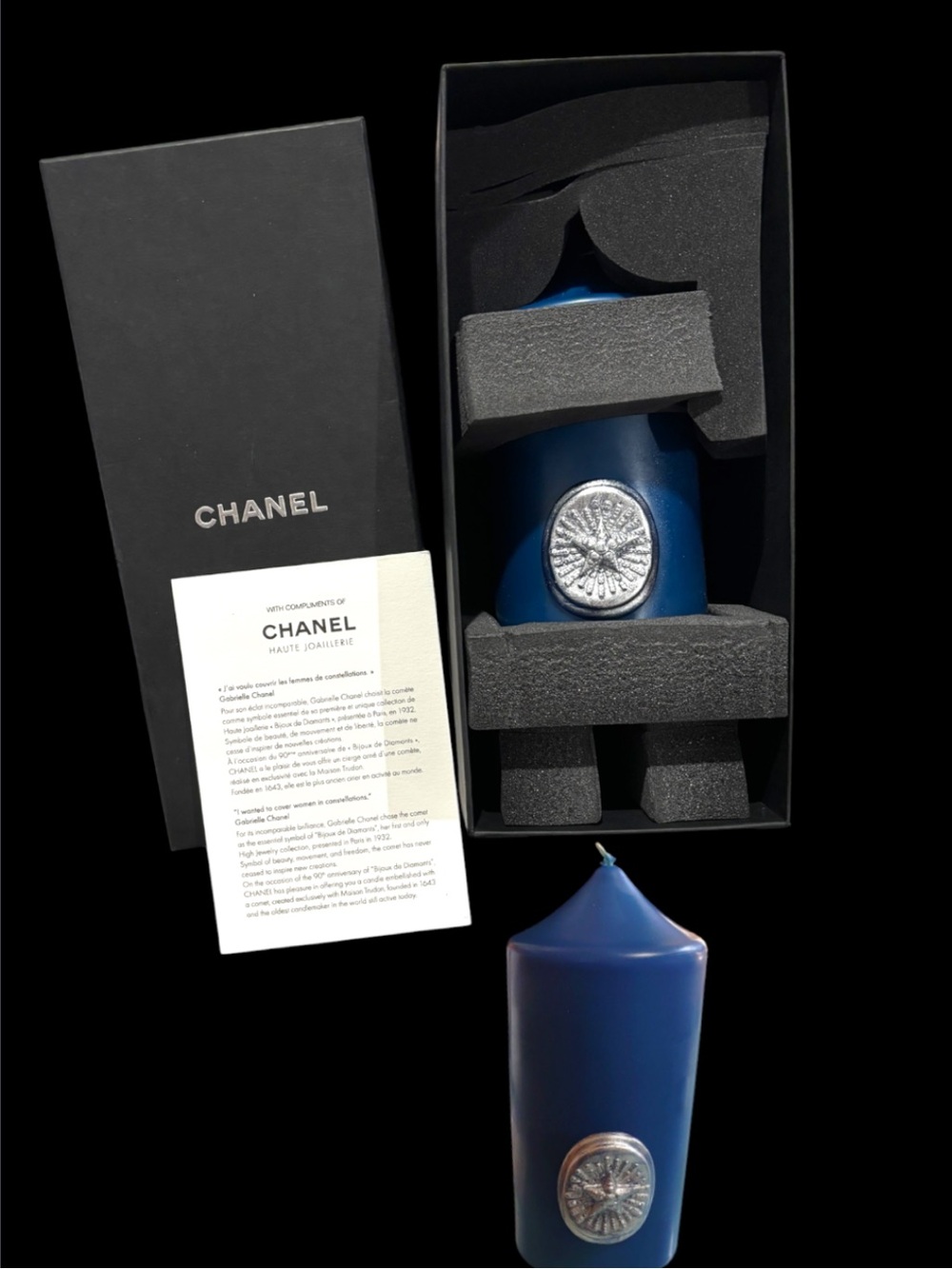 Chanel Decorative Candle, Blue with silver star, new in box - gift